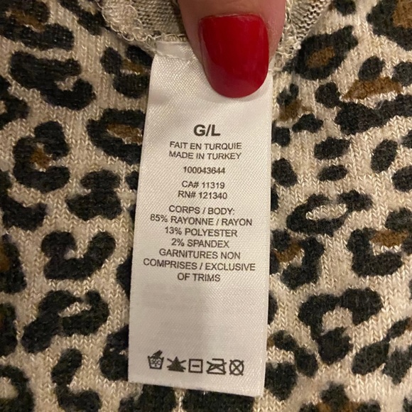 DYNAMITE Mock Neck Long Sleeves Leopard Print Tunic Soft Cozy Trending - Picture 8 of 10